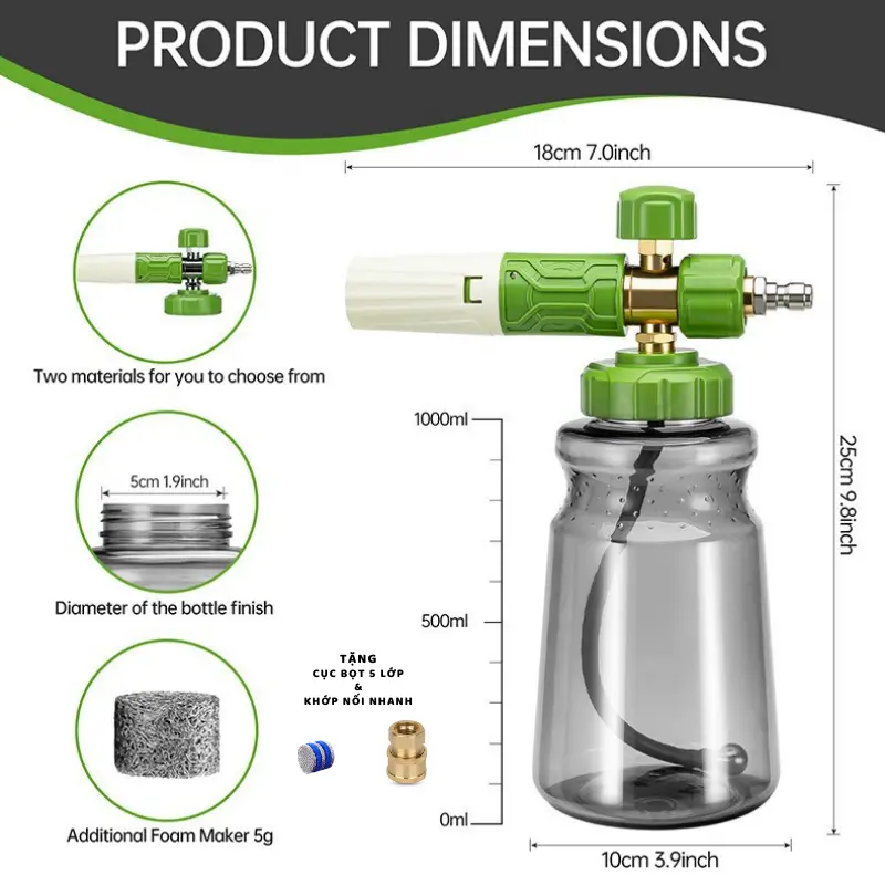 Bình Foam tạo bọt cho máy rửa xe M2